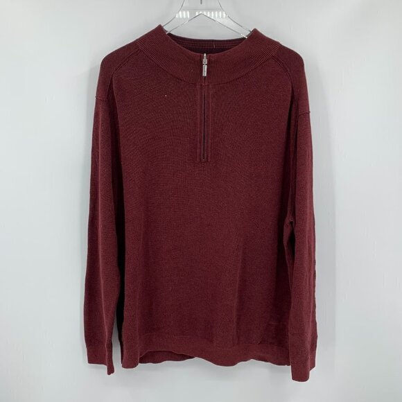 Tommy Bahama Half zip reversible burgundy sweater wine cotton men XXL - Picture 1 of 5